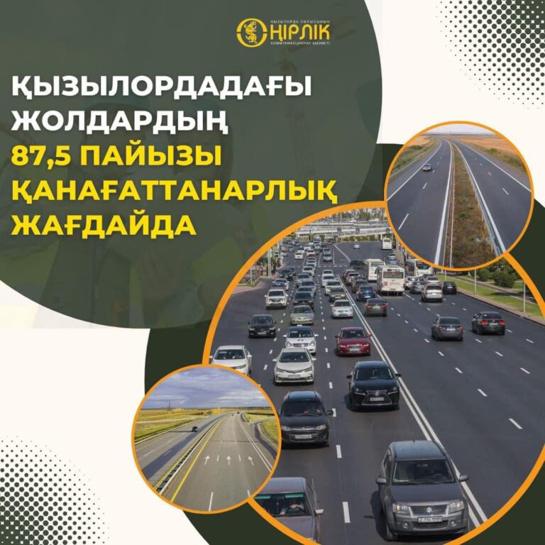 ҚЫЗЫЛОРДАДАҒЫ ЖОЛДАРДЫҢ 87,5 ПАЙЫЗЫ ҚАНАҒАТТАНАРЛЫҚ ЖАҒДАЙДА